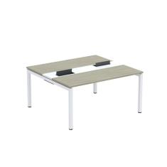 Mesa Plataforma Dupla Com Pé De Aço Para Coworking 150x140-2p Pdc15-14-2p Nogueira Casblanca-branco