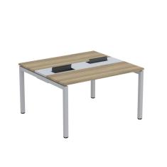 Mesa Plataforma Dupla Com Pé De Aço Para Coworking 130x120 Pdc13-12-2p Noce Naturalle-cinza