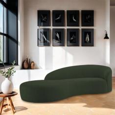 Divã Recamier Orgânico França 160cm Lado Esquerdo Linho - Doce Sonho M