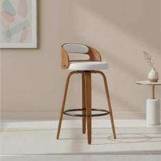 Banqueta para Cozinha Alta Giratória Madeira Roma - Rivatti