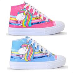 Kit 2 Tênis Infantil Feminino Unicórnio Botinha Menina 040 - Lukys, 23
