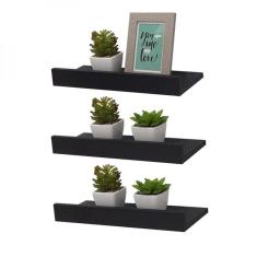 Kit 3 Prateleiras Porta Quadros 40 X 15cm Preta