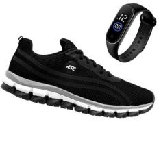 Tênis Masculino Esportivo Eficaz Para Passeio e Corrida Treino Academia Caminhada + Relógio-Masculino