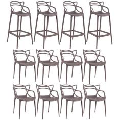 KIT - 4 x banquetas Allegra + 8 cadeiras Allegra