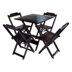 Conjunto De Mesa Com 4 Cadeiras De Madeira Dobravel 70X70 - Tabaco - Marrom