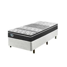 Cama Box Solteiro King Reforçado 96x203x38 Cm e Colchão Gransleep Molas Verticoil Branco