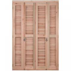 Porta de Madeira Balcão Pantográfica 213x140cm com Batente de 9,4cm EWK 466 Rondosul Madeira marroml sem pintura