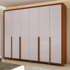 Guarda-roupa 6 Portas 6 Gavetas 100% Mdf Imperatore com Pés Frassino/Off White