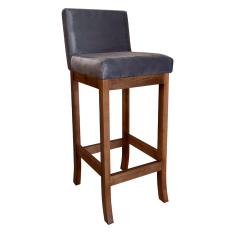 Banqueta Alta Estofada com Encosto para Bancada 38 x 100 Cm Espanha Madeira Castanho Suede Cinza CCS