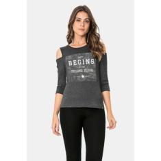 Blusa Lunender Malha Party Cinza Tam. P-Feminino