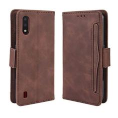 Capa com compartimento para cartão para Samsung Galaxy A01, capa flip carteira com suporte de couro para Samsung Galaxy A01, capa magnética retrô para celular, capa carteira com compartimentos para