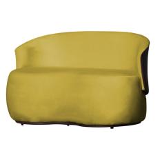 Namoradeira 2 Lugares Orgânica Decorativa Beatriz Veludo Amarelo/PU Marrom - Montanaris Decor