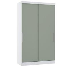 Guarda Roupa Modulado 134,50cm 2 Portas De Correr Alpes Luciane Móveis Branco Pf Com Verde Pf