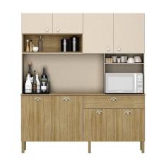 Armário De Cozinha Compacta 8 Portas E 1 Gaveta 182cm Seul Freijó-vanilla - Pallazio