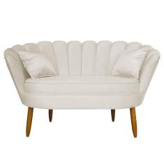 Namoradeira Pétala 2 Lugares Decorativa Veludo Bege - Montanaris Decor