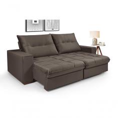 Sofá Cancún 2,30 3 Lugares Império Estofados Veludo Veludo Capuccino 164