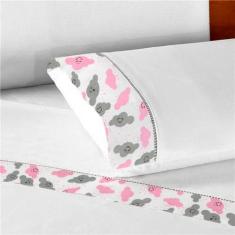 Lençol de Berço 3 pçs Ponto Palito Percal 200 Fios 100% Algodão - Dryk