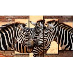 Quadro Decorativo Arte Quadro Zebras 5 Peças 100x60cm