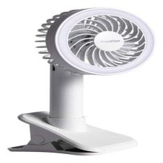 Ventilador De Mesa Bateria Usb Com Led 5w 3 Velocidades 10cm