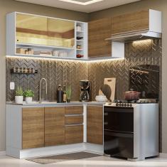Armário de Cozinha Completa de Canto 349cm Branco/Rustic Glamy Madesa 06