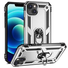 SORAKA Capa para iPhone 14 com suporte para anel Capa iPhone 14 Capa traseira de TPU macio com proteção contra impactos e PC rígido com placa de metal para suporte magnético para telefone em carro