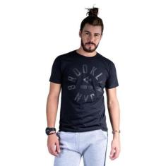 Camiseta Mister Fish Estampado Brooklyn NYC Masculina-Masculino