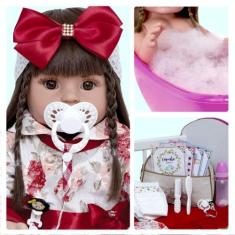 Bebe Boneca Reborn Silicone Realista 52cm com Bolsa 15 Itens - Cegonha