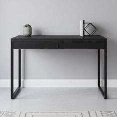 Escrivaninha Mesa Escritório Kuadra 2 Gavetas 120cm Industrial Preto Ô