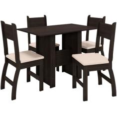 Conjunto Mesa de Jantar 4 Lugares Milano - Poliman Móveis, Amêndoa e S