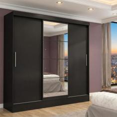 Guarda Roupa Casal com Espelho 3 Portas 2 Gavetas Istambul Espresso Mó