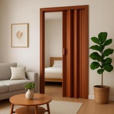 Porta Sanfonada Pvc 0,84x2,10 Multilit mogno - Plasflex