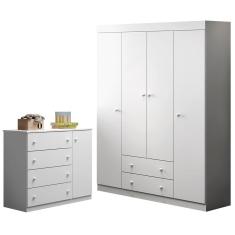 Guarda Roupa 8657 E Cômoda 8655 Infantil Elena Branco Phoenix Baby