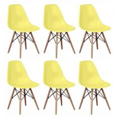 Kit 6 Cadeiras Charles Eames Eiffel Wood Design - Amarela - Magazine R