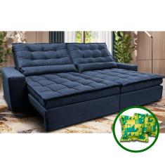 Sofá Retrátil e Reclinável 2,52m Molas Ensacadas Cama inBox Catar. Velusoft