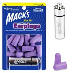 Mack's Tampões de ouvido de espuma macia de ajuste fino, 7 pares com estojo de viagem – tampões de ouvido pequenos para dormir, ronco, viagens, shows, esportes de tiro e ferramentas elétricas | Feito