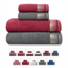 Jogo De Toalhas Gigante 4 Peças 380g/m2 100% Algodão Sublime - Terracota + Gris
