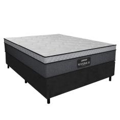 Cama Box Casal Colchão Gazin Maximus Molas Ensacadas 138x188x62cm Cinza-Preto Suporta até 120Kg por Pessoa