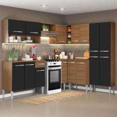 Armário de Cozinha de Canto Emilly com Balcão e Adega Preto