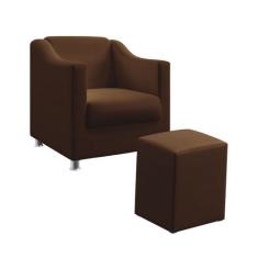 Kit Poltrona Alya E Puff Izar Couro Marrom Aradecor