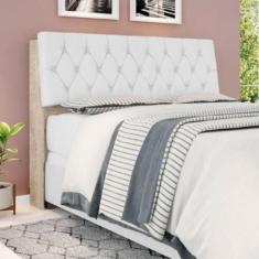 Cabeceira Box Queen Isis Amarula com Capitonê Branco - Mais de Casa