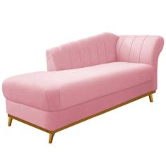 Recamier Vanessa 185cm Lado Esquerdo Suede Rosa Bebê - Amarena Móveis