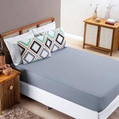 Jogo De Lençol Grace Padrão 3 Peças Malha 100% Algodão Harmony Cinza