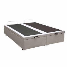 Base Box Baú Casal Bipartido Santo Box Sintético Branco 47x138x188