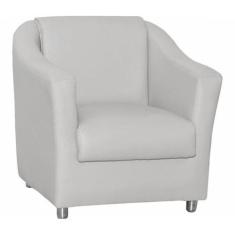 Poltrona Decorativa Tilla Pés Cromado Napa Branco - DS Estofados - Est