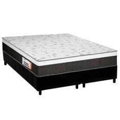 Cama Box Queen: Colchão Ortopédico Plumatex D28 Anatômico Falcon Ultra Firme + Base Crc Suede Black (158x198)
