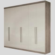Guarda Roupa 6 Portas e 4 Gavetas Versalles Castanho Off White 273cm