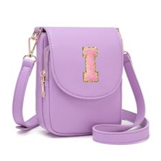 Viverte Bolsa transversal para meninas adolescentes, pequena, inicial, celular, bolsa de couro com compartimento triplo, Lavanda