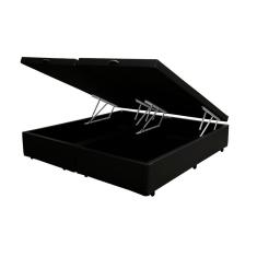 Cama Box Baú Casal Bipartido Homequeen Sintético Preto 41x138x188