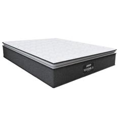 Colchão Casal Queen Molas Ensacadas Pillow Top Maximus 158x198x28cm Cinza/Branco Gazin - Suporta até 120Kg por Pessoa