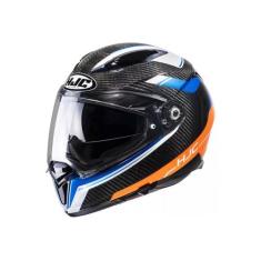 Capacete hjc f70 carbon ubis preto azul e laranja 60